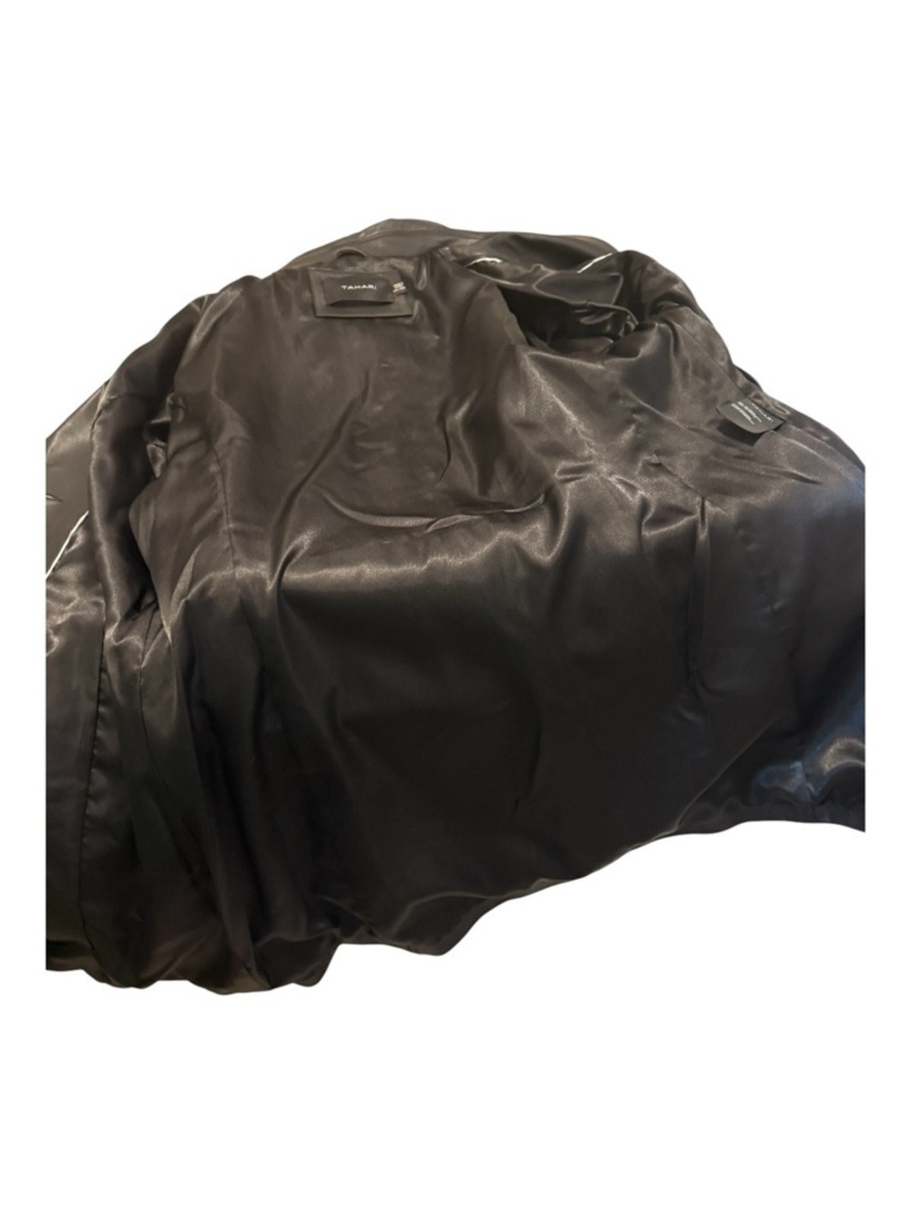 Tahari Black 100% Genuine Leather Trench Coat Belted XXL. Like New! - Picture 8 of 11